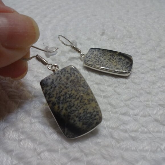 Gorgeous DENDRITE OPAL Handmade Sterling 925 Dangle Earrings #813C - Picture 3 of 3